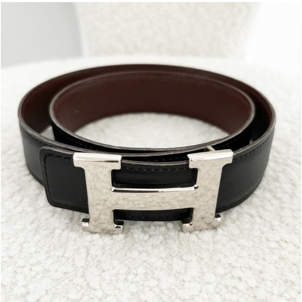 Hermes Constance H Buckle Leather Belt
Black Silver